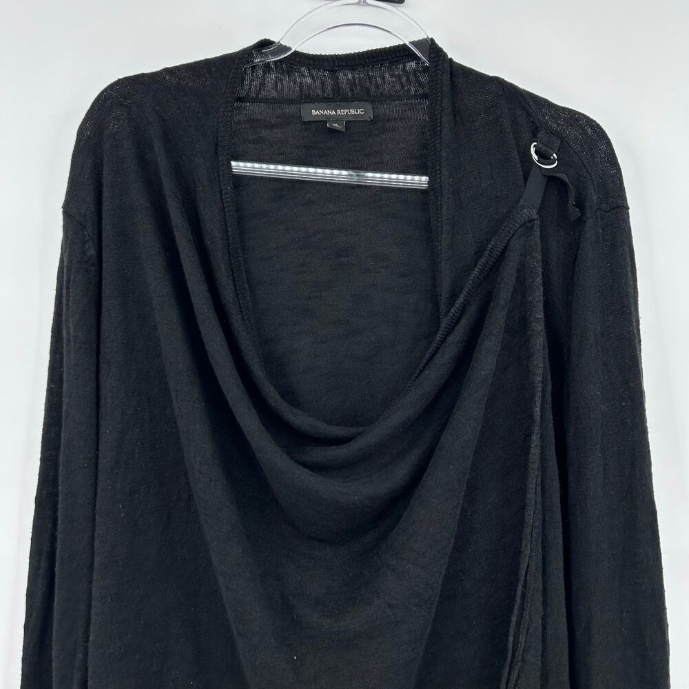 Banana Republic Black Drape Front Linen Blend  Lightweight Sweater Womens XL - Picture 4 of 11